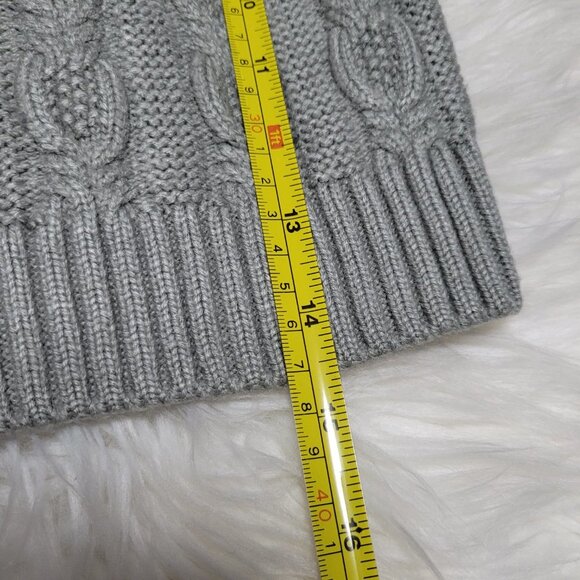 Cable Knit Sweater | Gray Long Sleeve Turtleneck Ribbed Knit Trim Causal Winter - Picture 7 of 9